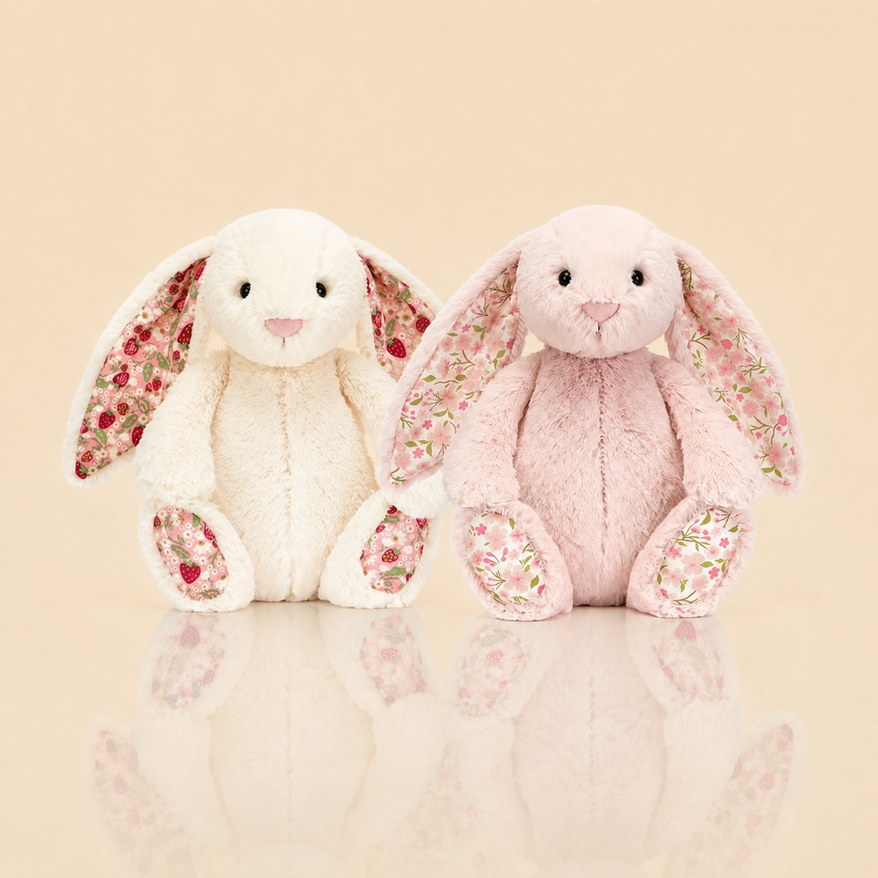 JC Easter Series, Cherry Blossom Pink, White, Floral Bonnie Rabbit, Medium, 31cm