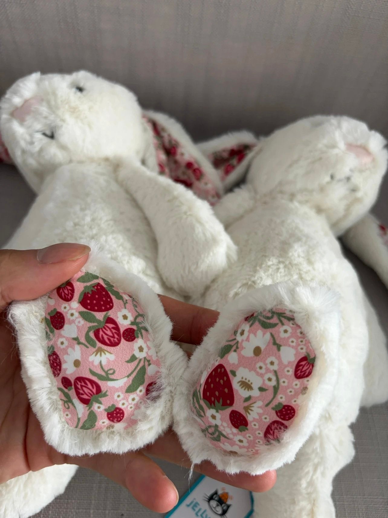 JC Easter Series, Cherry Blossom Pink, White, Floral Bonnie Rabbit, Medium, 31cm