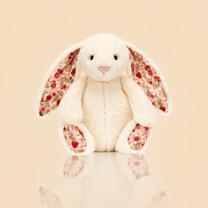 JC Easter Series, Cherry Blossom Pink, White, Floral Bonnie Rabbit, Medium, 31cm