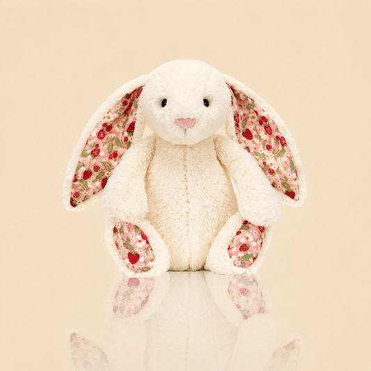 JC Easter Series, Cherry Blossom Pink, White, Floral Bonnie Rabbit, Medium, 31cm